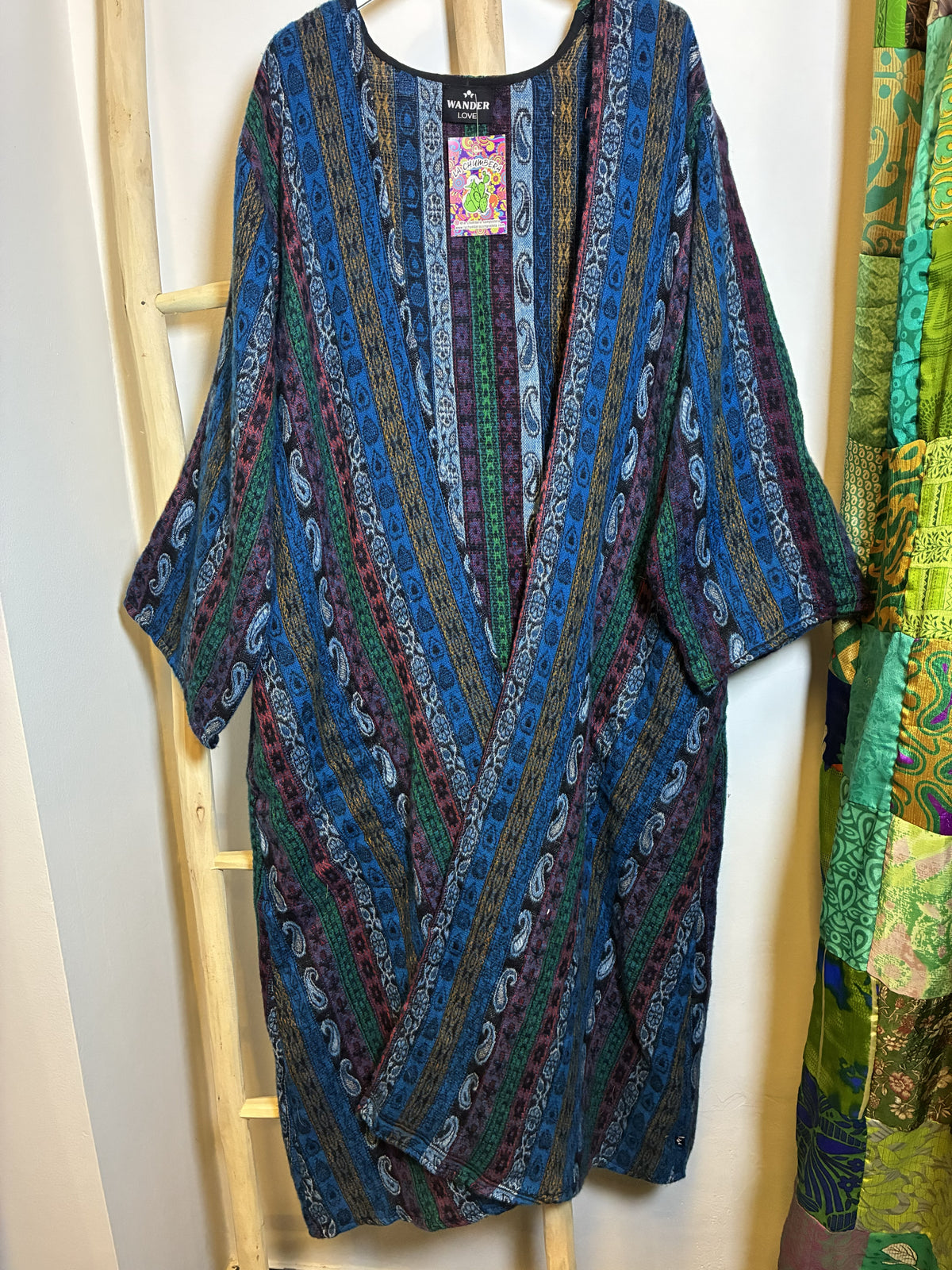 Abrigo Kimono Étnico Azul