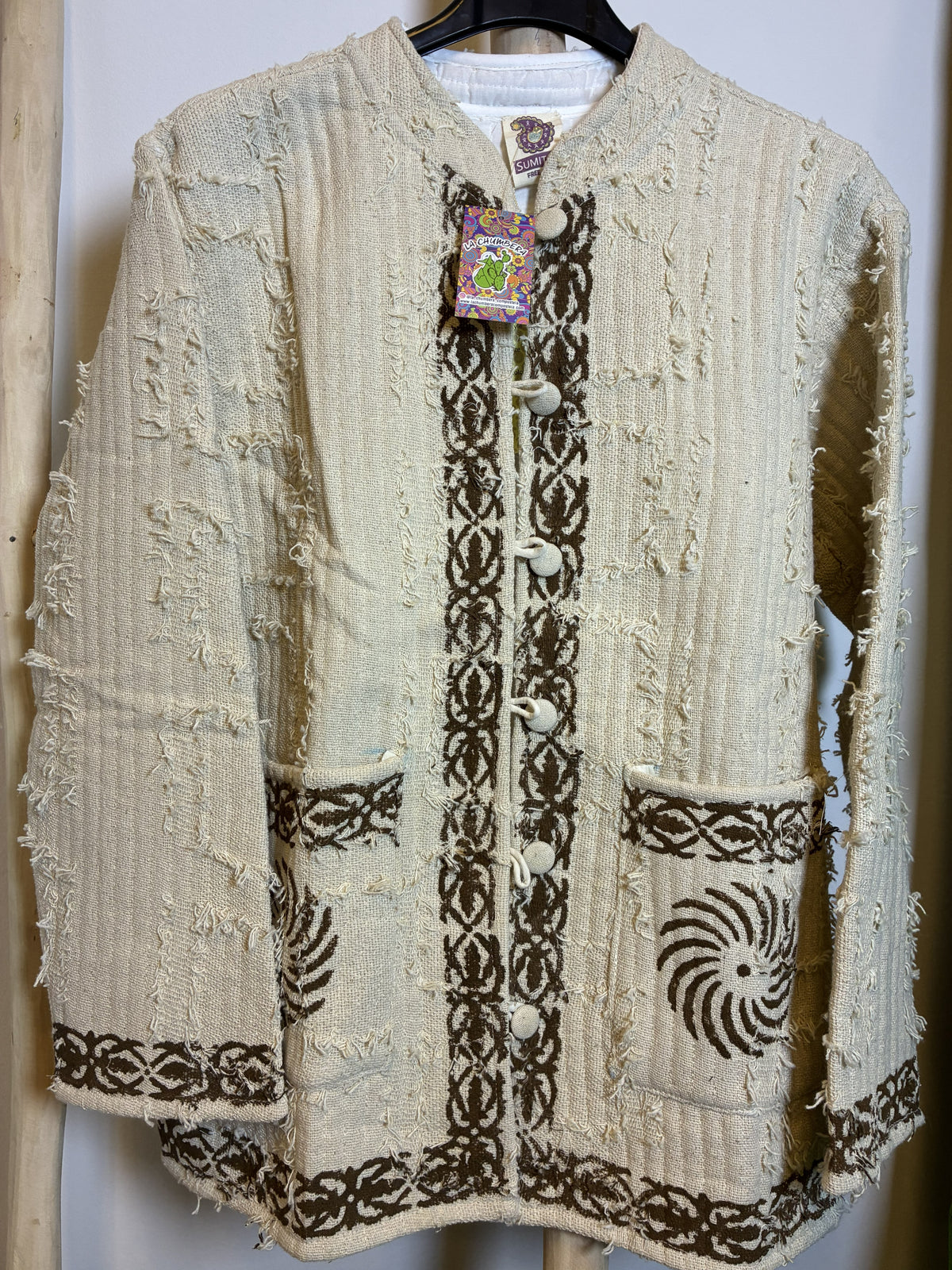Chaqueta Boho Patchwork Étnica Cruda