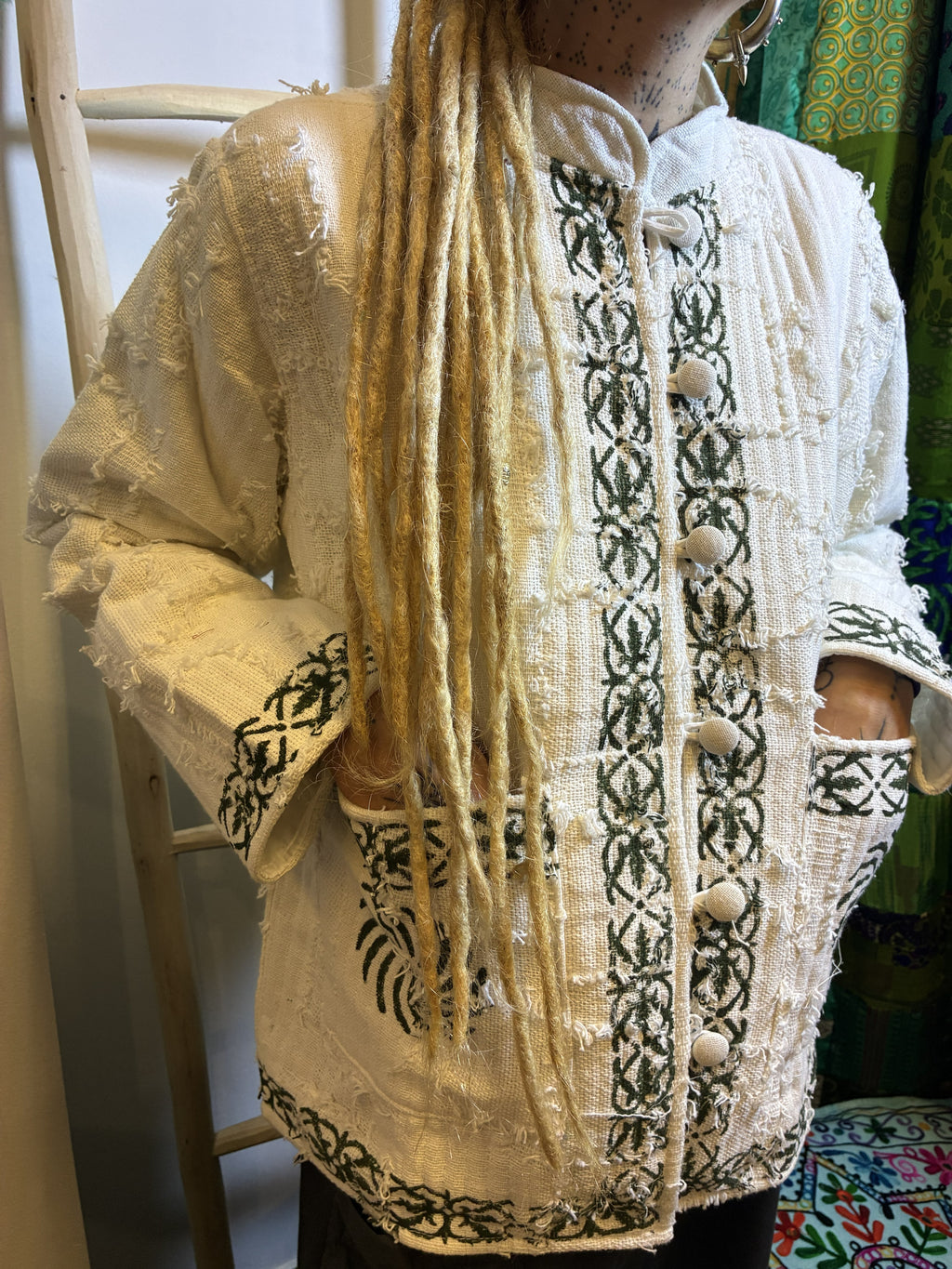 Chaqueta Boho Patchwork Étnica Cruda