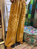 Pantalón Palazzo de Lino Tribal Mostaza