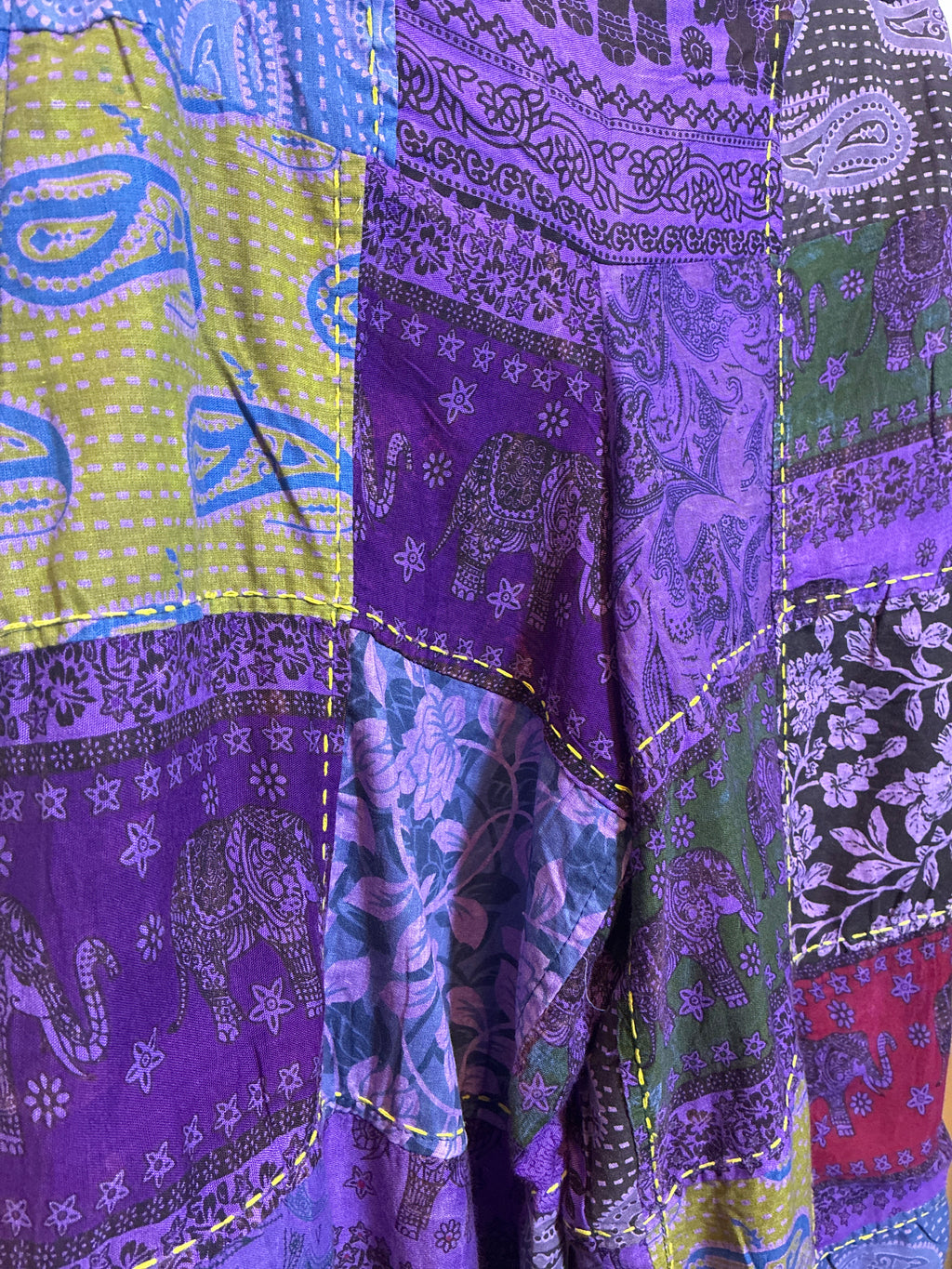 Pantalón Patchwork Morado Kantha
