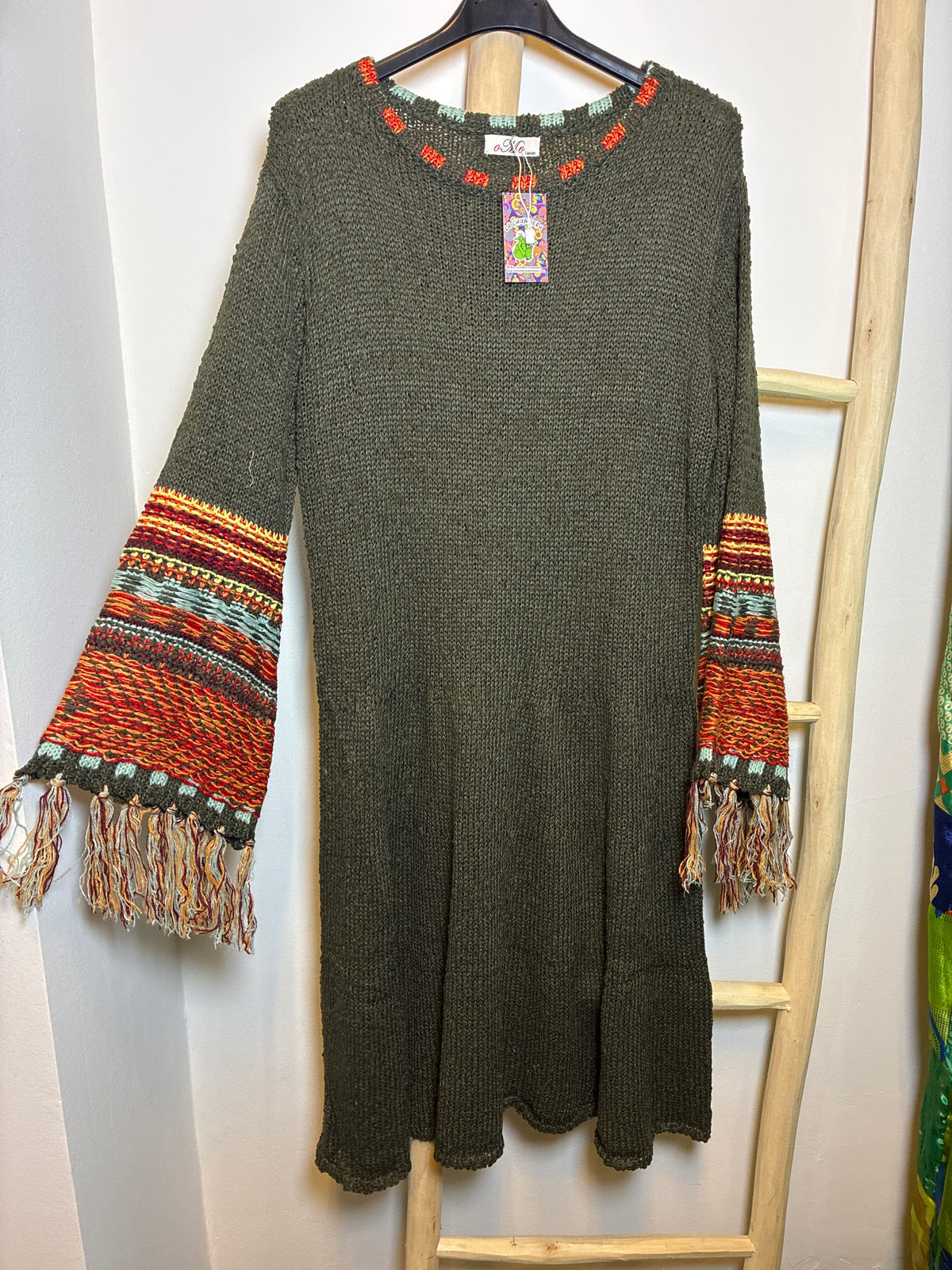 Vestido Punto Flecos Boho