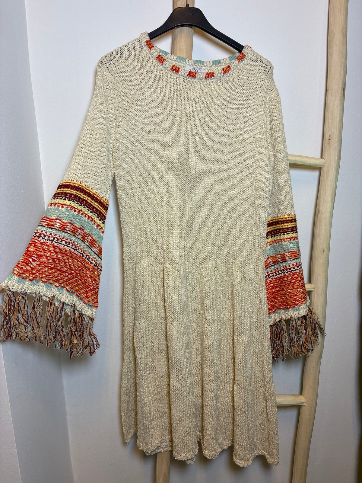 Vestido Punto Flecos Boho