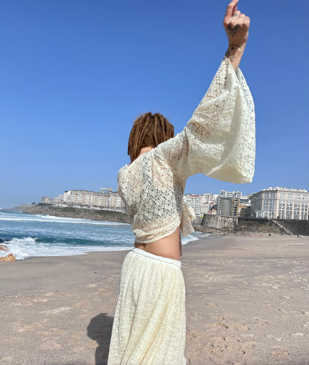 Falda Ibicenca Blanca de Algodón