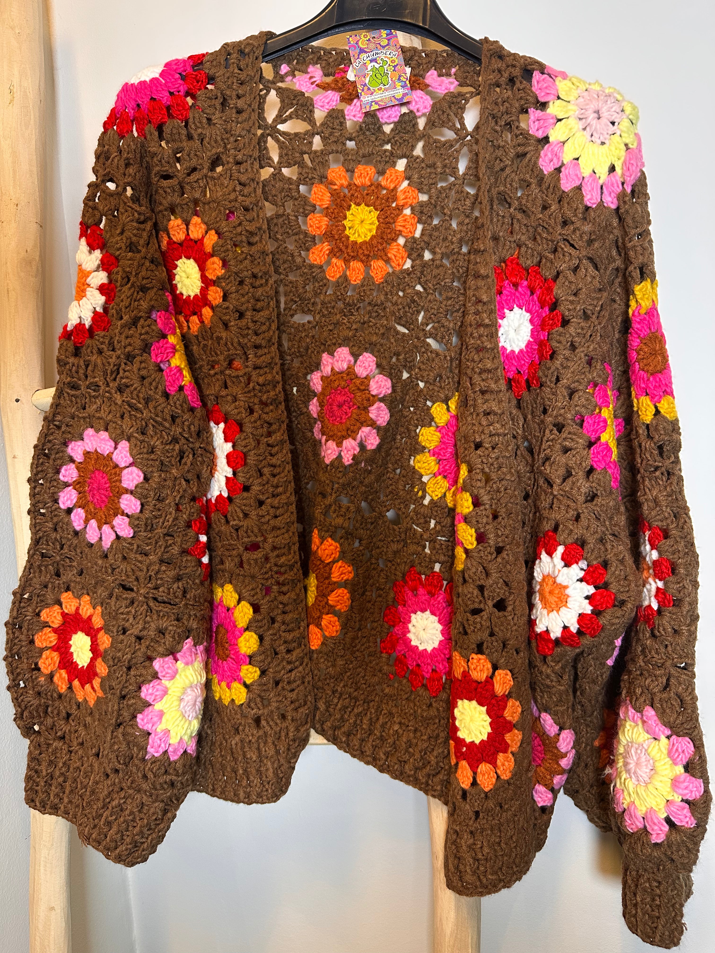 Chaqueta Crochet Flores Retro