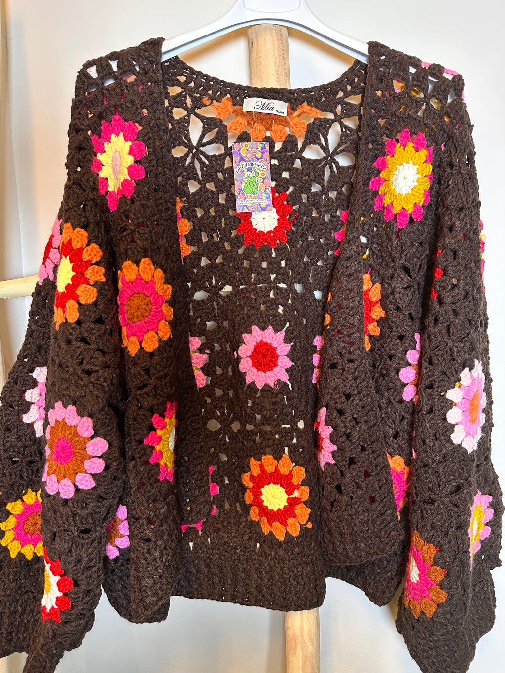 Chaqueta Crochet Flores Retro
